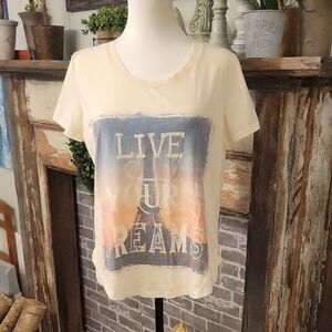 Wild Kiss Women's Y2K Graphic Top 'Live Your Dreams' Eiffle Tower Shirt Size M